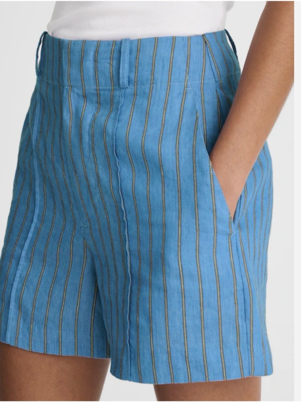 NWT Madewell Pintucked Shorts in Linen, Delphinium Blue Size 10 - Picture 4 of 12